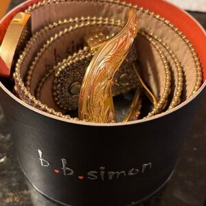 B.B. Simon Gold and Silver Ornate Belt